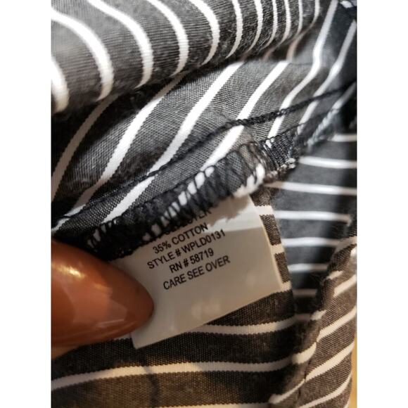 NY Collection Stripe Drawstring Dress Women Size 2X Black White Off the Shoulder - Picture 12 of 14